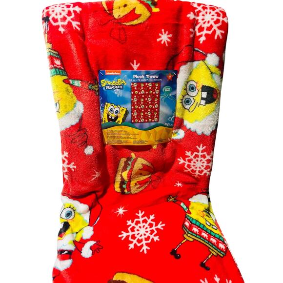 SpongeBob square pants Christmas throw super soft 50 by 70 - Picture 1 of 6
